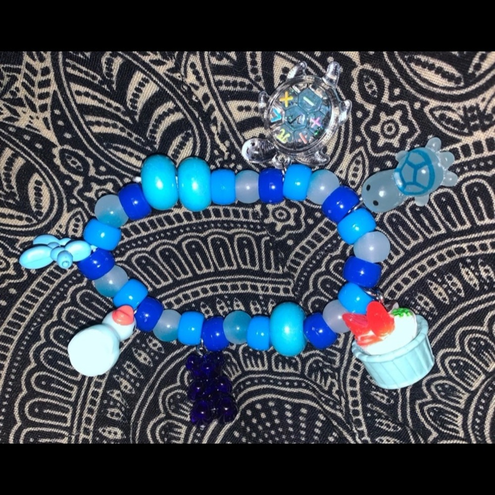 Handmade Blue Fun Sweets Animals Turtle Glow In Dark Bracelet Kandi Hiraeth Way